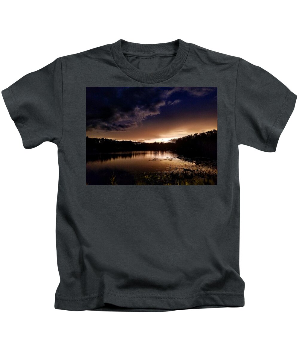 Sunset Kids T-Shirt featuring the photograph Dark Reflections by Shena Sanders