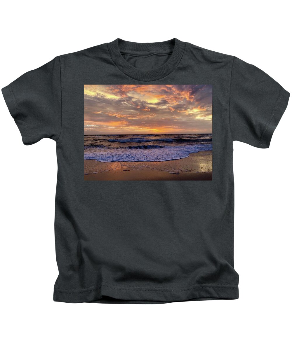 Obx Sunrise Kids T-Shirt featuring the photograph Day after storm 9/16/18 by Barbara Ann Bell