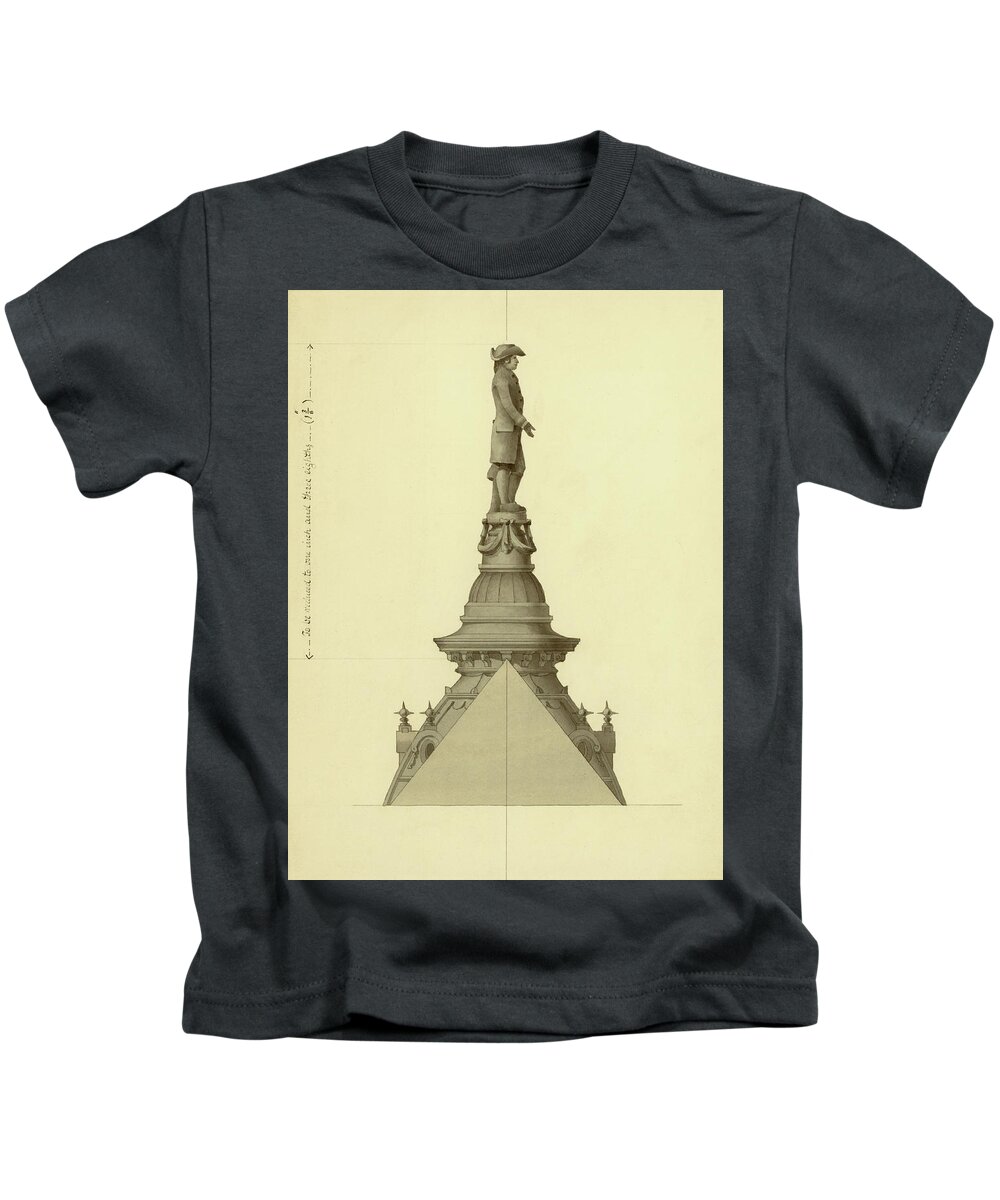 Thomas Ustick Walter Kids T-Shirt featuring the drawing Design For City Hall Tower by Thomas Ustick Walter