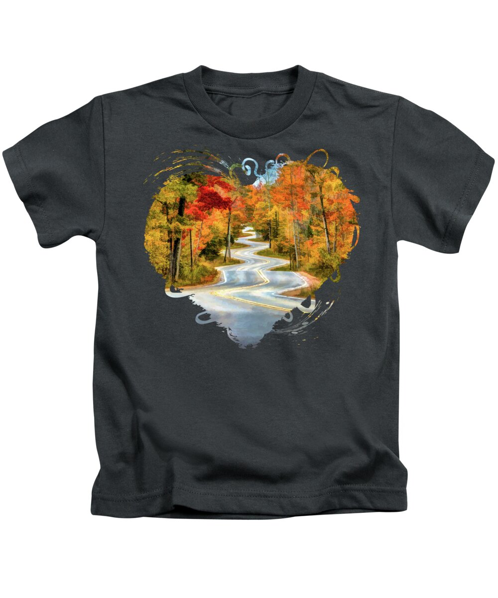 Door County Kids T-Shirt featuring the painting Door County Road to Northport in Autumn by Christopher Arndt