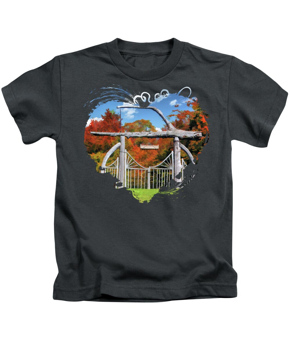 Door County Kids T-Shirt featuring the painting Door County Rock Island Japanese Garden Gate by Christopher Arndt