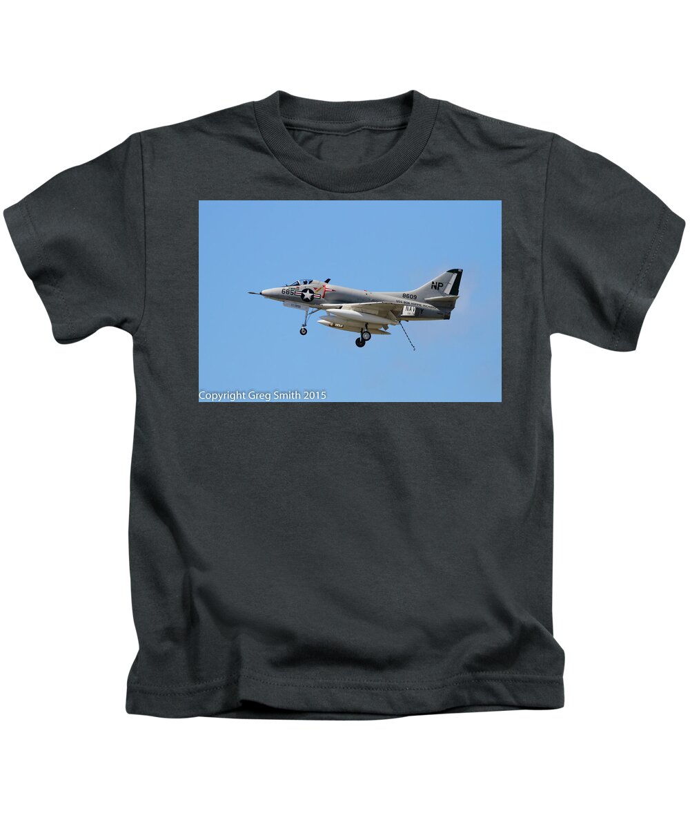 Douglas A4 Skyhawk Kids T-Shirt featuring the photograph Douglas A4 Skyhawk by Greg Smith