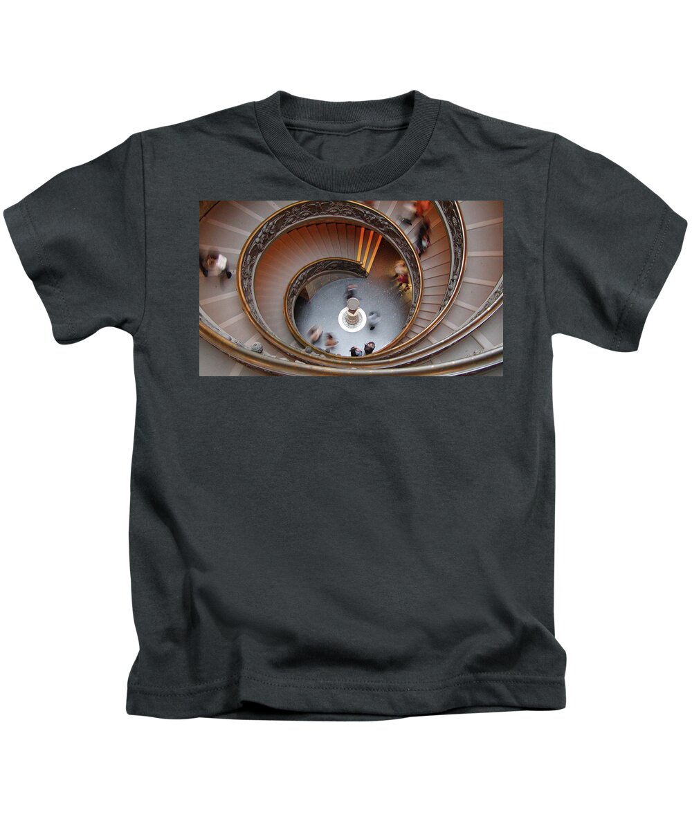 Spiral Staircase Kids T-Shirt featuring the photograph Downward Spiral by Tito Slack