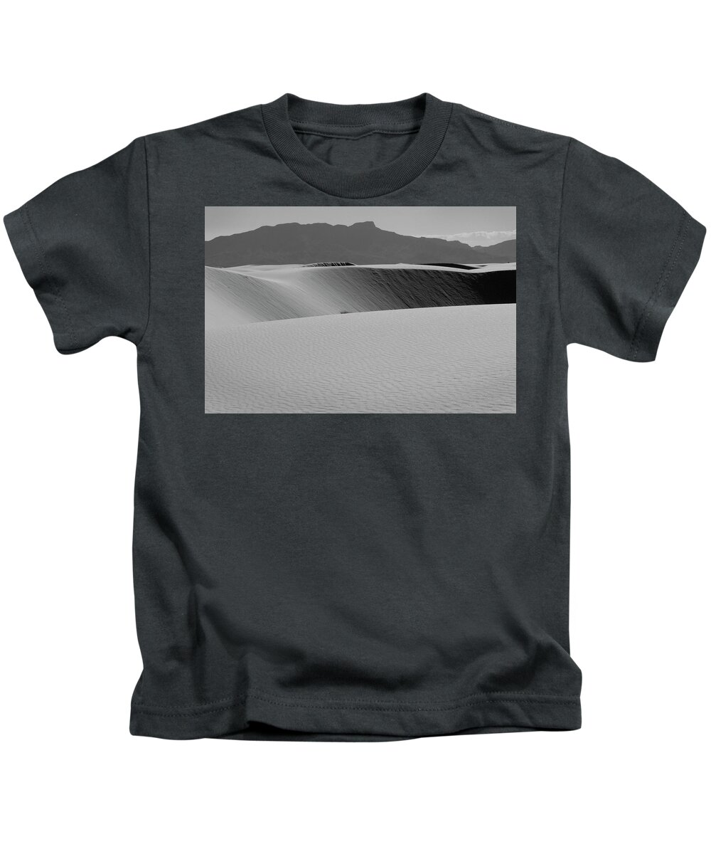 Richard E. Porter Kids T-Shirt featuring the photograph Dunes and Mountains #4143 - White Sands National Monument, New Mexico by Richard Porter