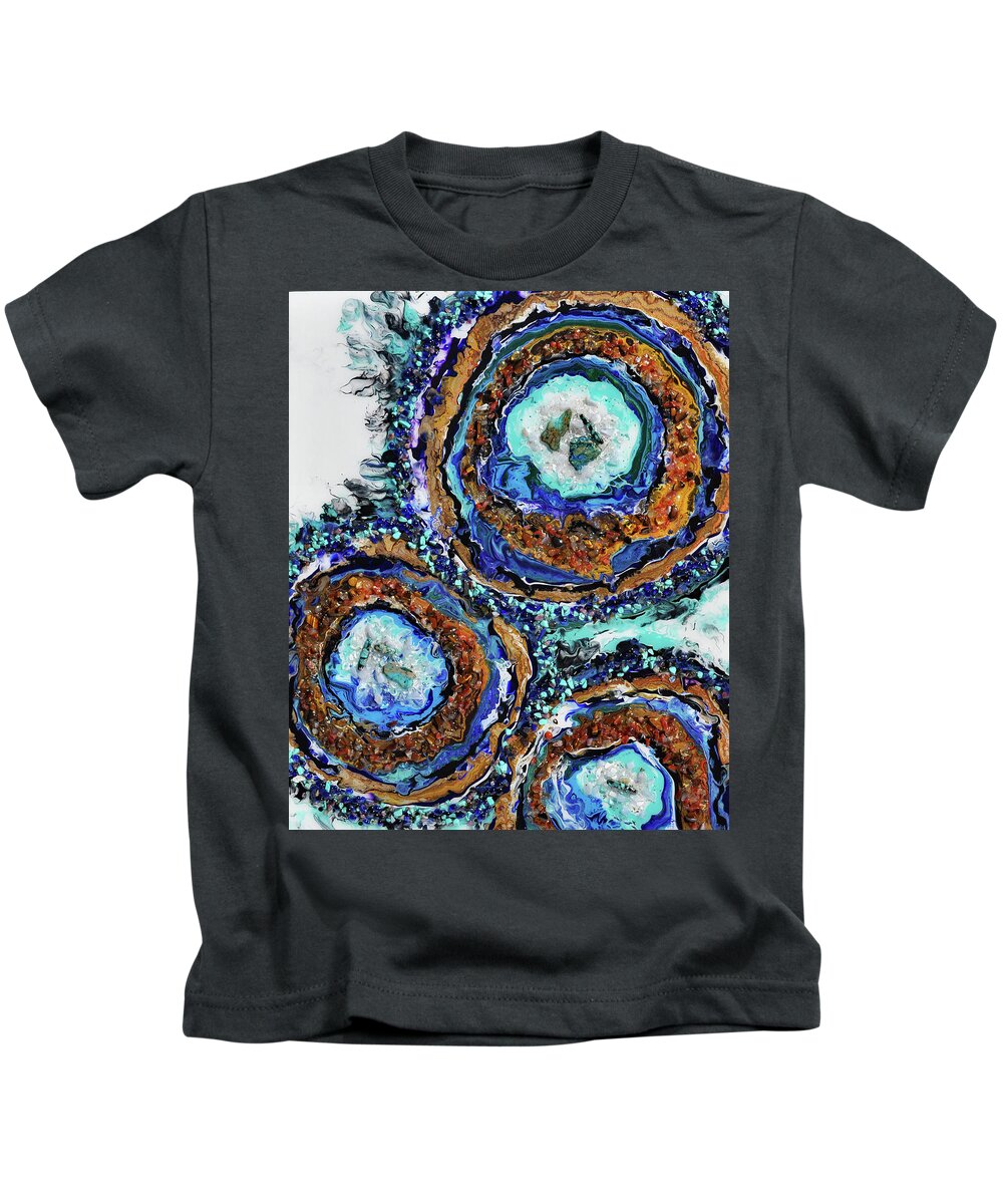 Mixed Media Kids T-Shirt featuring the mixed media Earth Gems #19W155 by Lori Sutherland