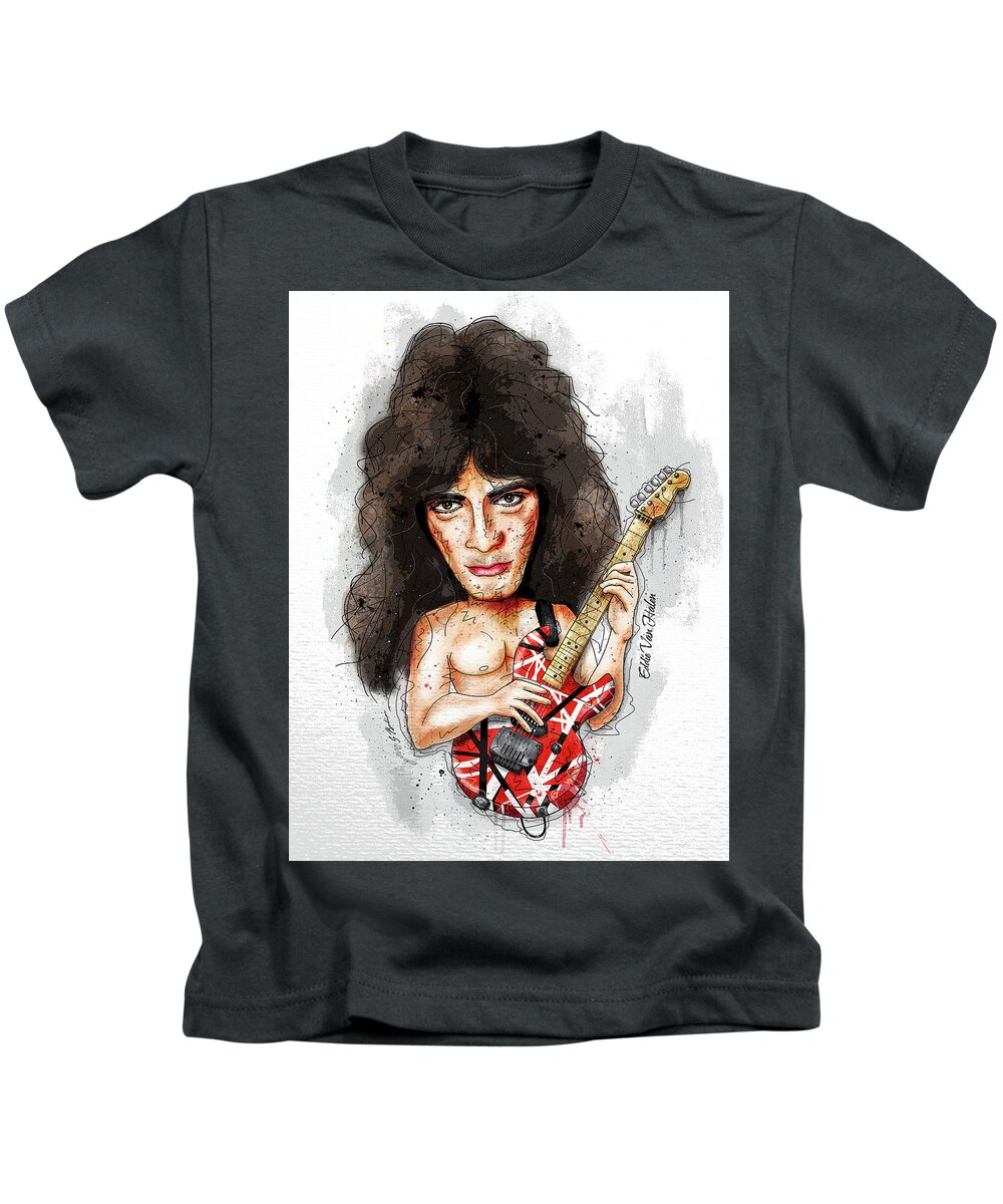 Guitar Kids T-Shirt featuring the digital art Eddie Van Halen by Gary Bodnar