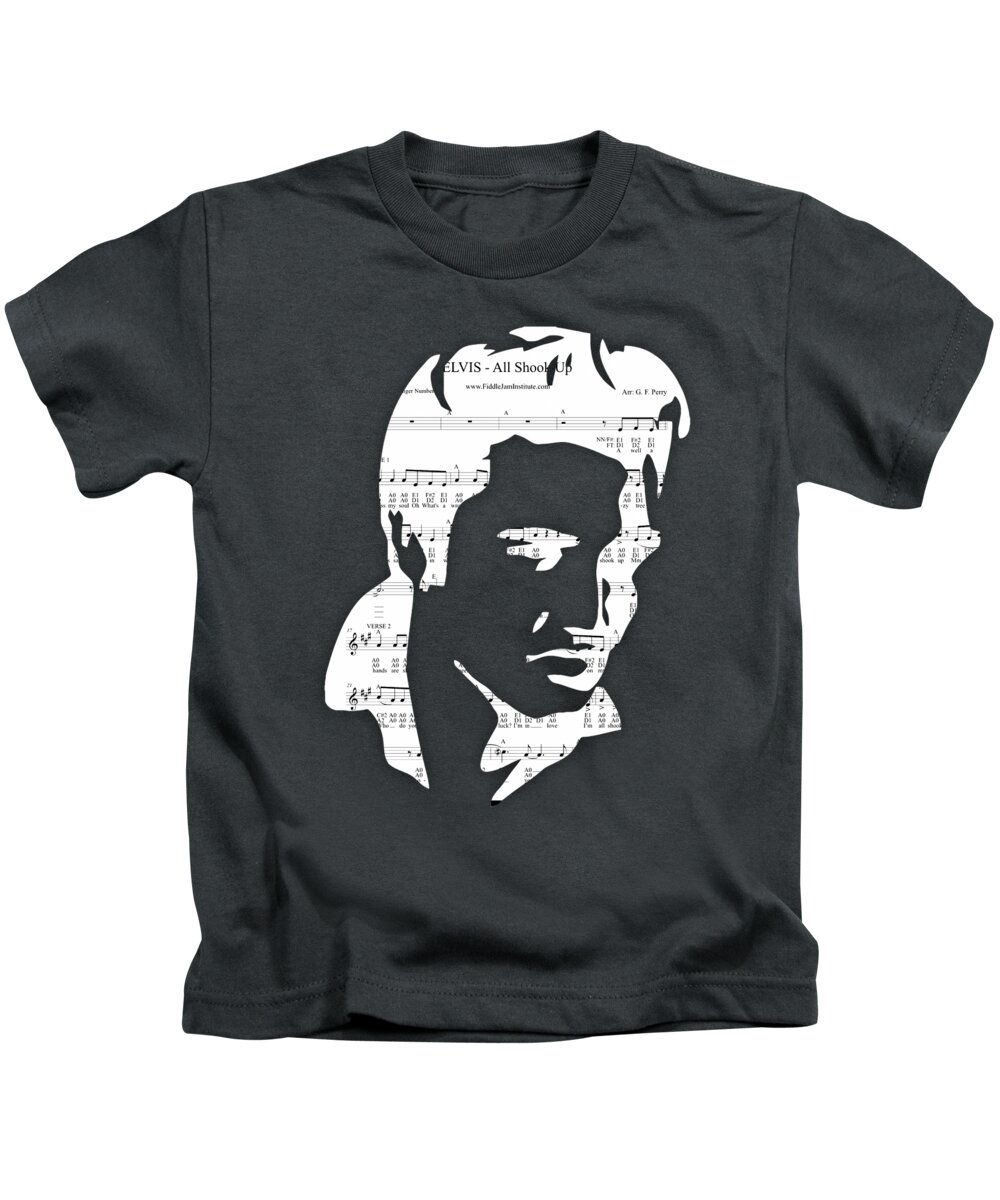 Elvis Kids T-Shirt featuring the mixed media Elvis Presley All Shook Up by Marvin Blaine