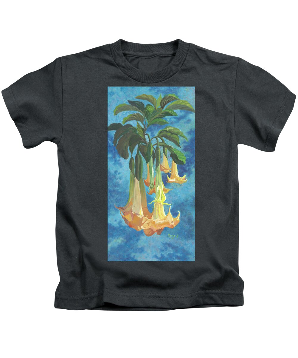 Angel Trumpets Kids T-Shirt featuring the painting Ethereal Angels by Megan Collins