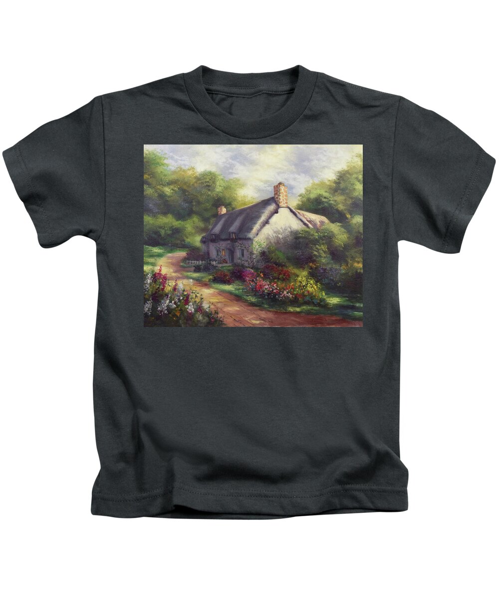 European Cottage Kids T-Shirt featuring the painting European Cottage III by Lynne Pittard