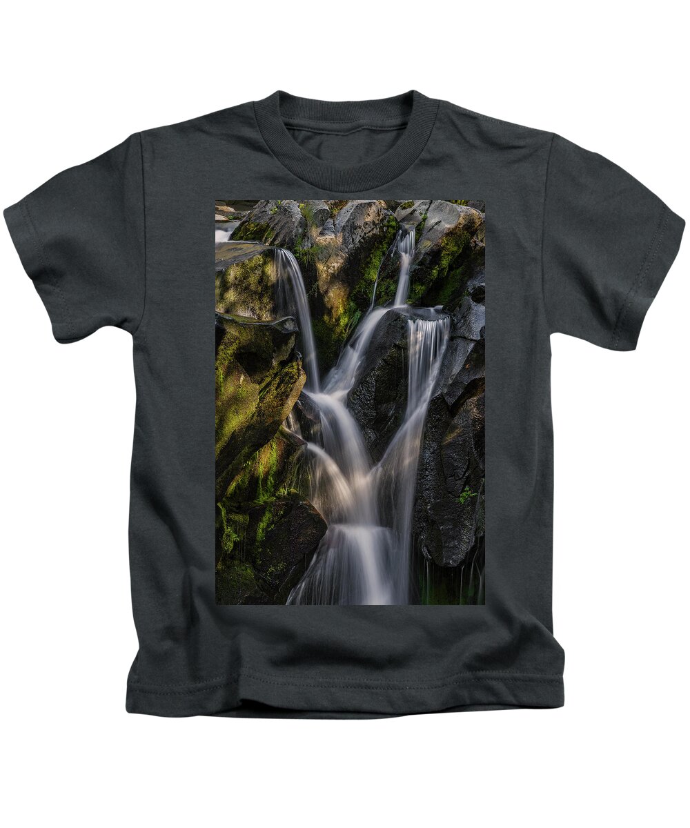 Mt Rainier Kids T-Shirt featuring the photograph Falling water. by Ulrich Burkhalter