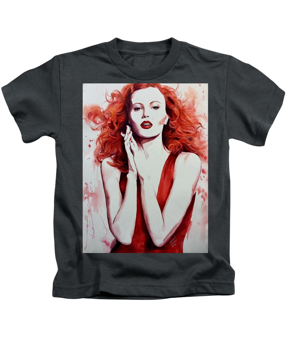 Redhead Kids T-Shirt featuring the painting Fire Goddess by Michal Madison