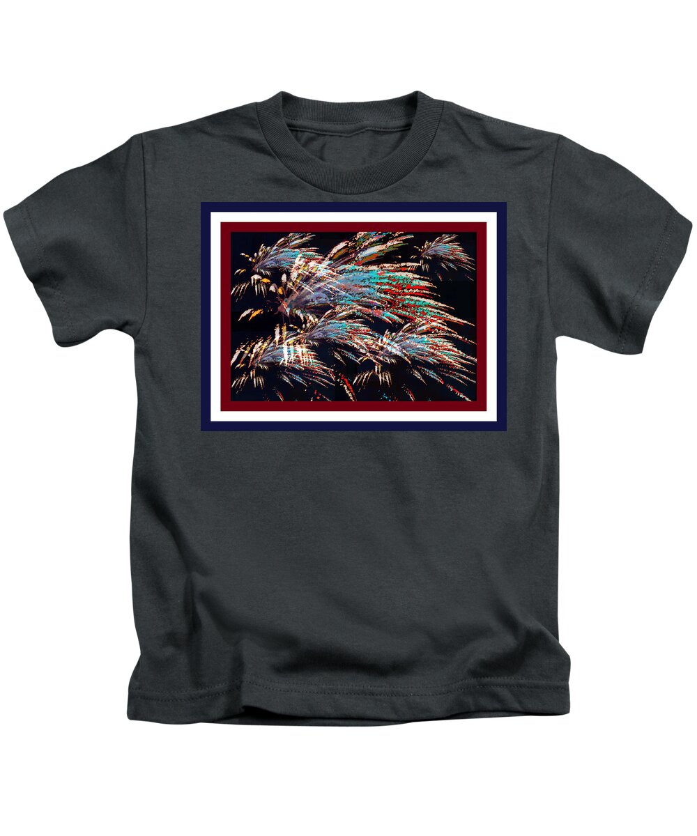Patriotic Kids T-Shirt featuring the photograph Fireworks Over Mt. Olivet Abstract w/Trim by Mike McBrayer