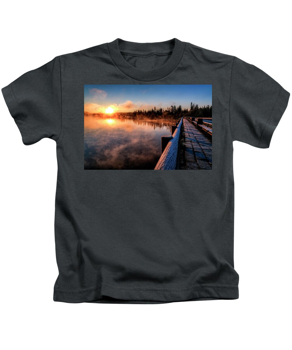 Sunrise Kids T-Shirt featuring the photograph Fishing Bridge at Sunrise by David Soldano