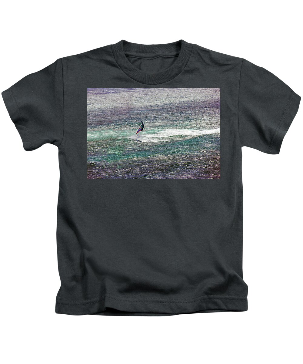 Windsurfer Kids T-Shirt featuring the photograph Flipping Windsurfer by Anthony Jones