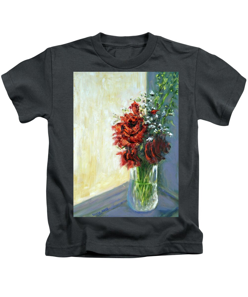 Floral Meditation Kids T-Shirt featuring the painting Floral meditation by Uma Krishnamoorthy