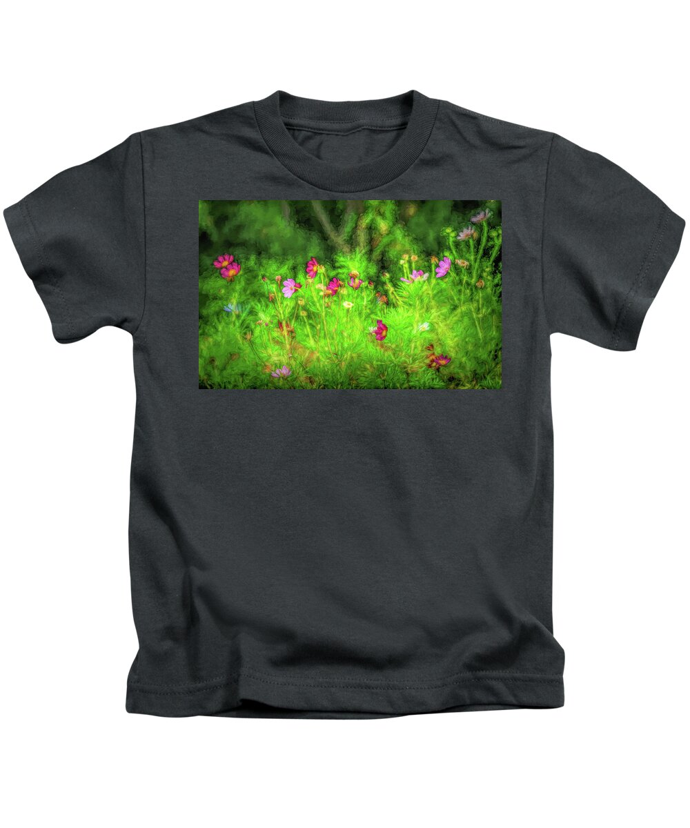 Flowers Kids T-Shirt featuring the digital art Flower Forest by Kevin Lane