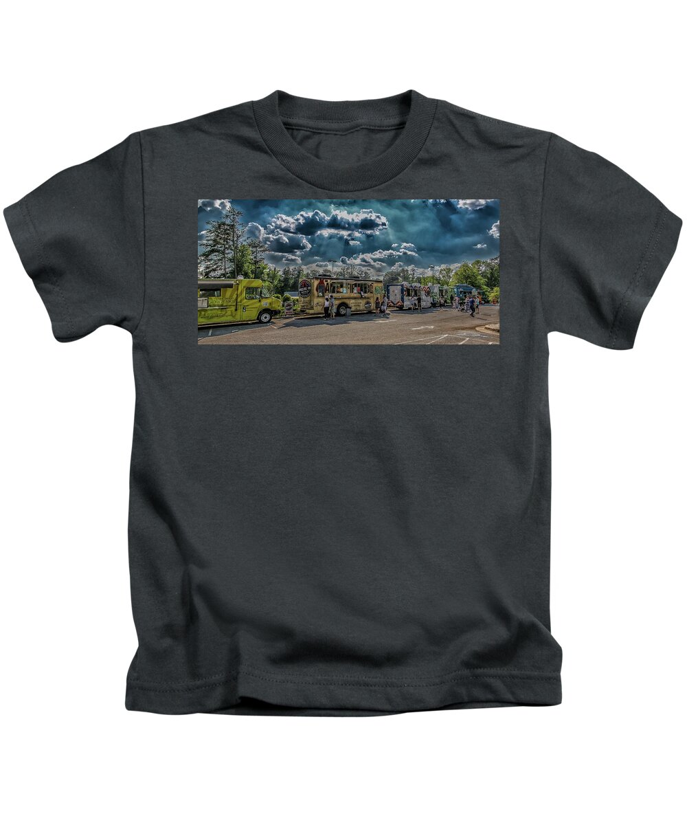 Custom Kids T-Shirt featuring the photograph Food Truck Lot by Darryl Brooks