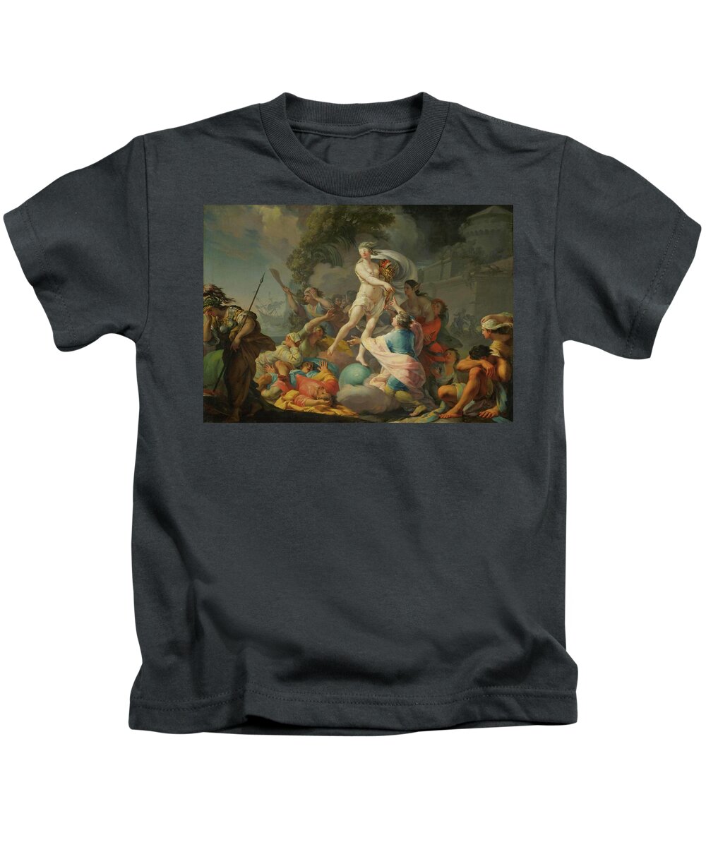 Tadeusz Kuntze-konicz Kids T-Shirt featuring the painting Fortuna. Oil on canvas -1754- 114 x 163 cm Inv. MNW 43285. by Tadeusz Kuntze-Konicz