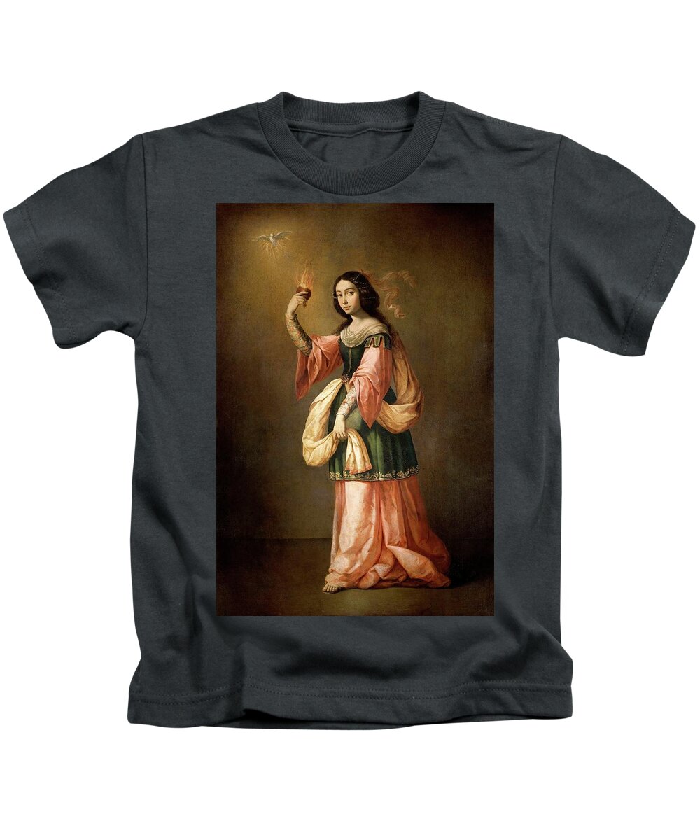 Allegory Of Charity Kids T-Shirt featuring the painting Francisco de Zurbaran / 'Allegory of Charity', ca. 1655, Spanish School. by Francisco de Zurbaran -c 1598-1664-
