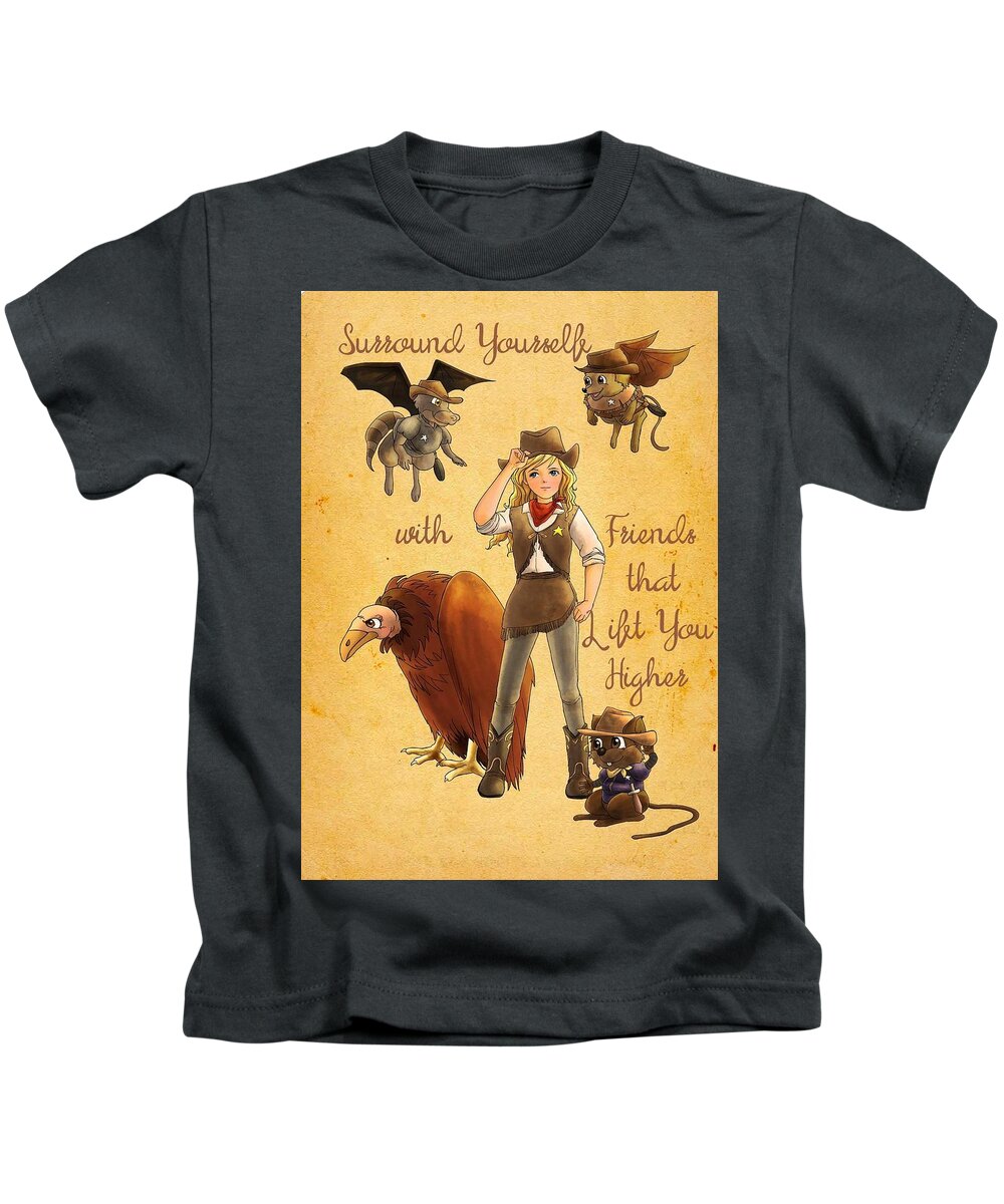Wurtherington Diary Kids T-Shirt featuring the painting Friends That Lift by Reynold Jay