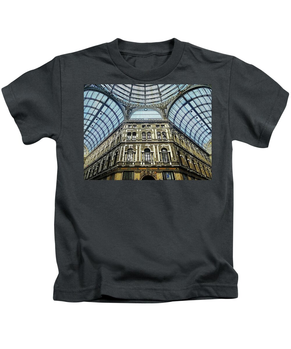 Naples Kids T-Shirt featuring the photograph Galleria Umberto in Naples, Italy by Lyuba Filatova