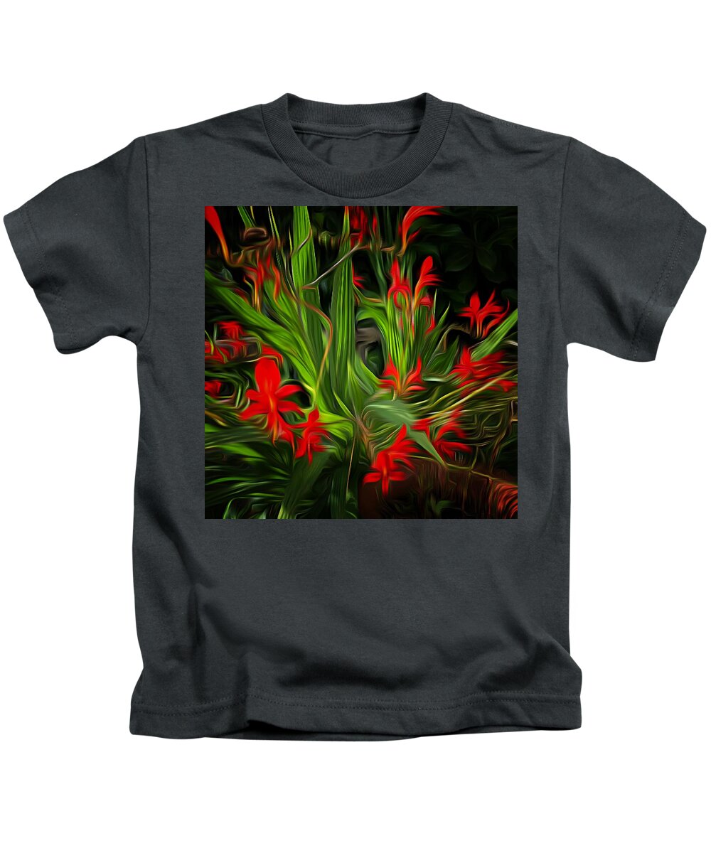 Plants Kids T-Shirt featuring the photograph Garden Flames by Mark Egerton