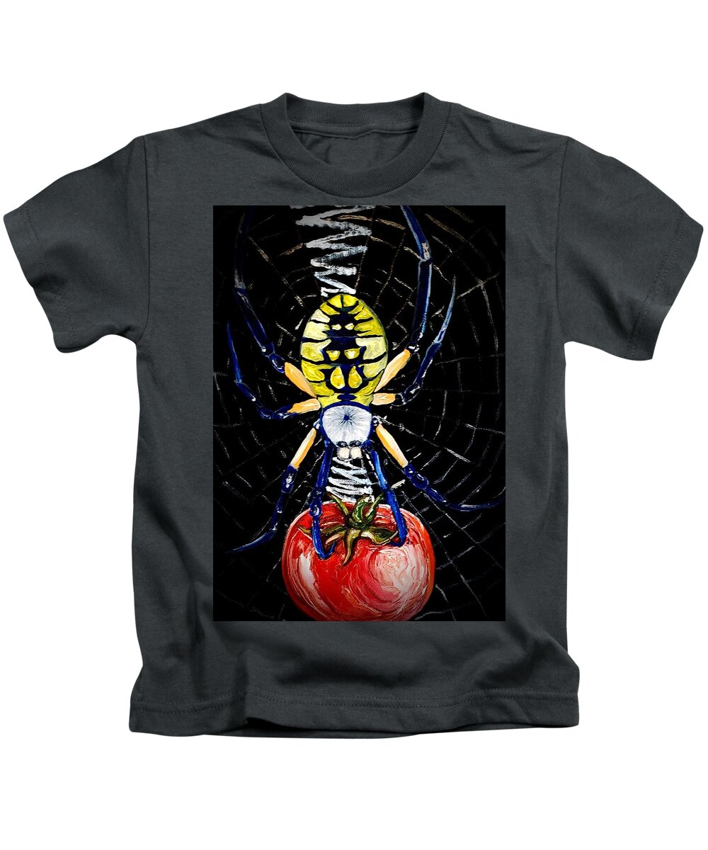 Argiope Kids T-Shirt featuring the painting Garden Spider by Alexandria Weaselwise Busen