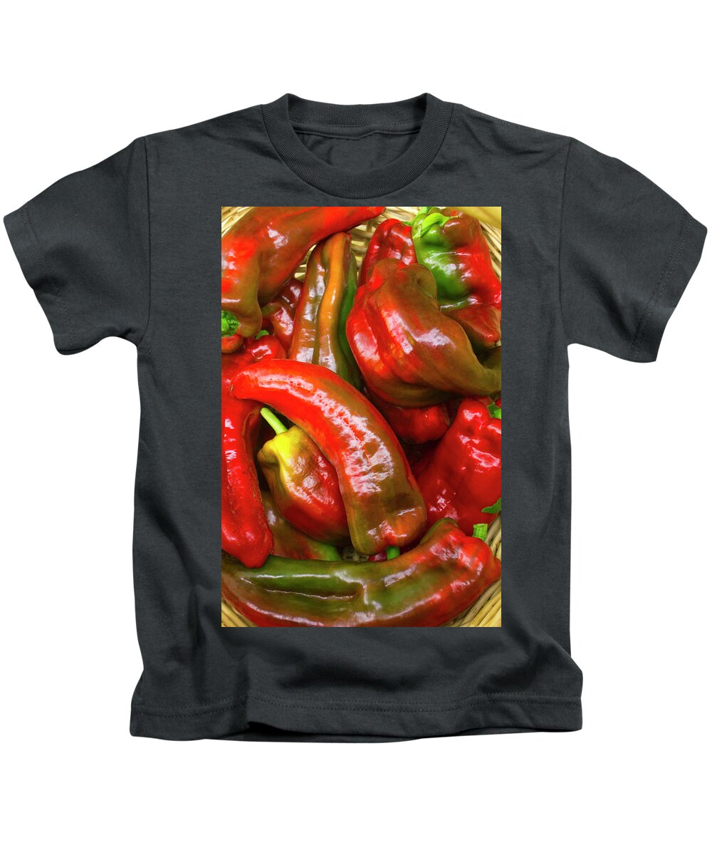 Bell Pepper Kids T-Shirt featuring the photograph Giant Marconi Sweet Peppers by Michael Gadomski