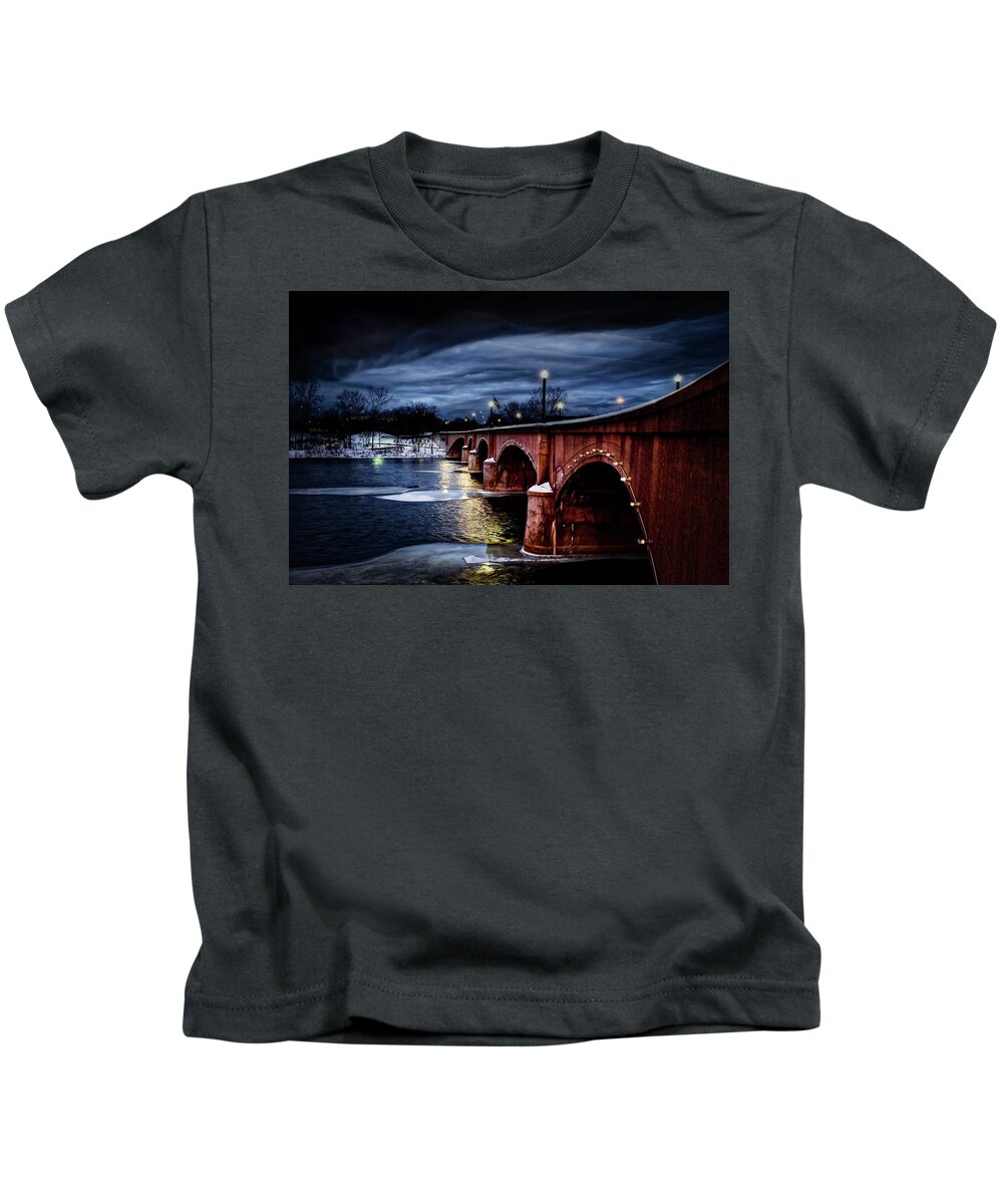 Michigan Kids T-Shirt featuring the photograph Gillett Bridge Grand Rapids Michigan by Evie Carrier