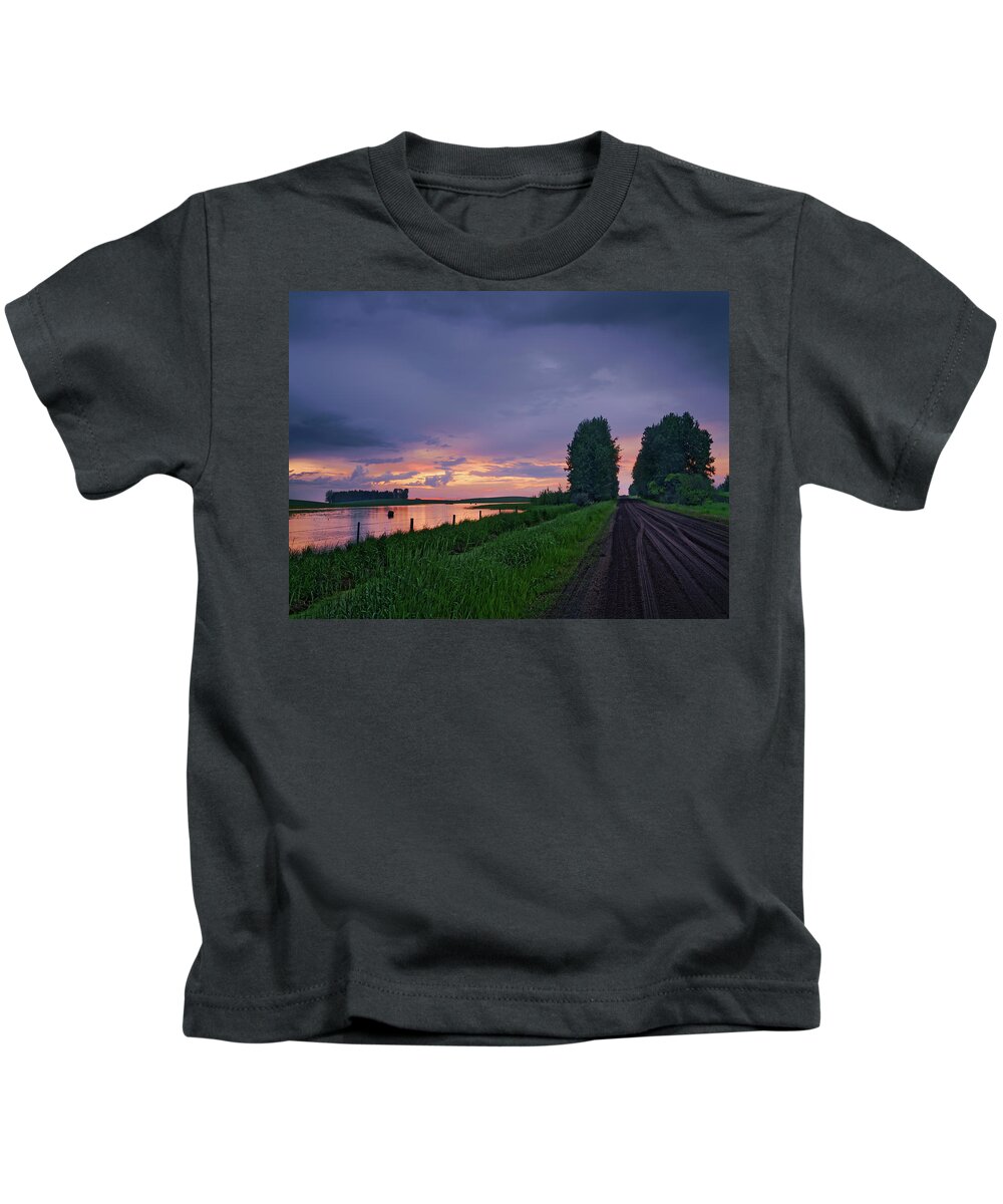 Prairie Kids T-Shirt featuring the photograph Golden Sunset Near Westlock by Dan Jurak
