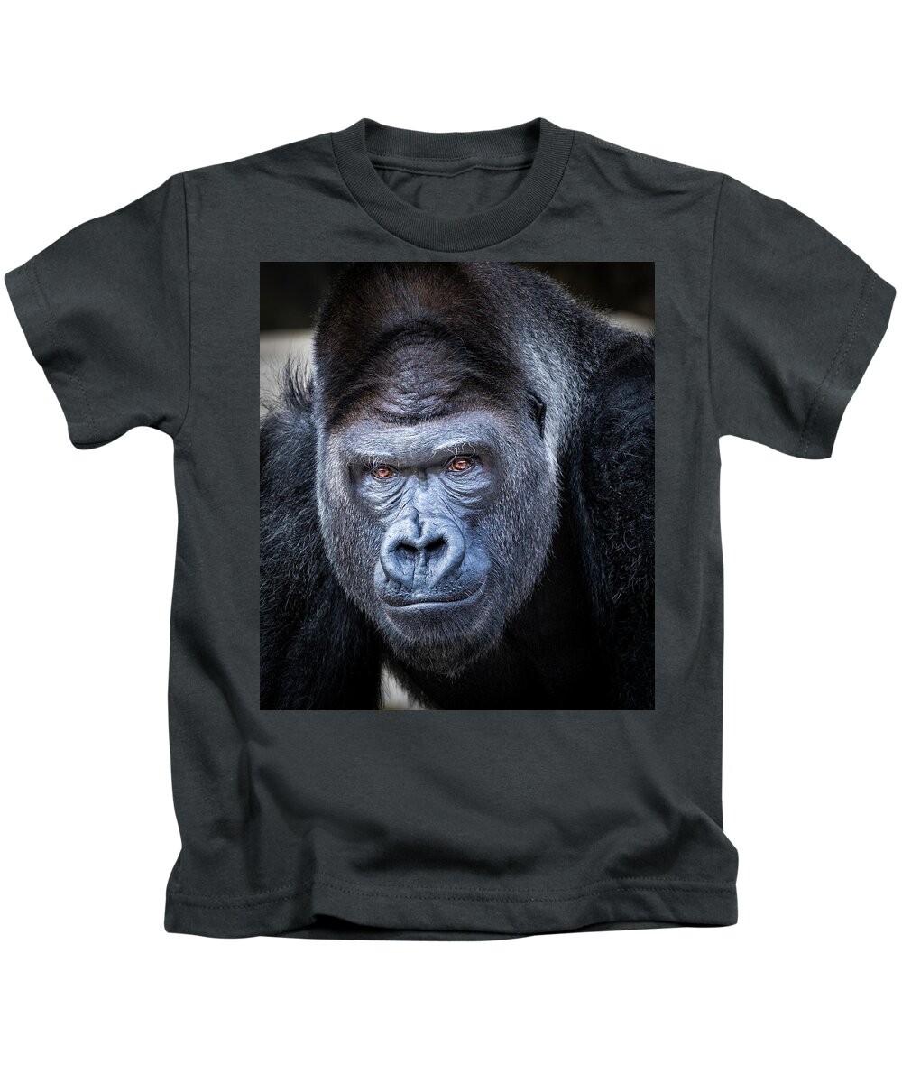Gorillas Kids T-Shirt featuring the photograph Gorrilla by Robert Bellomy