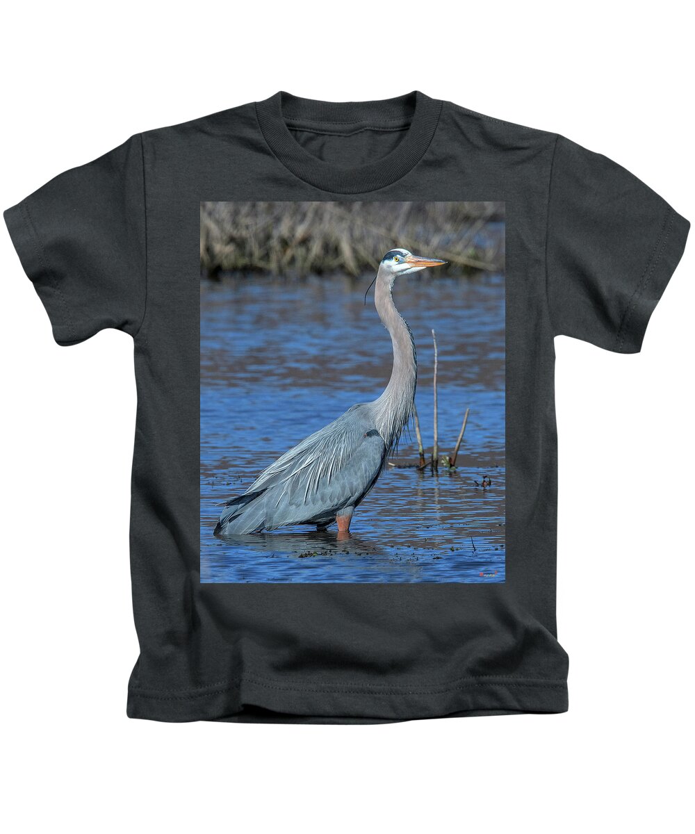 Nature Kids T-Shirt featuring the photograph Great Blue Heron DMSB0150 by Gerry Gantt