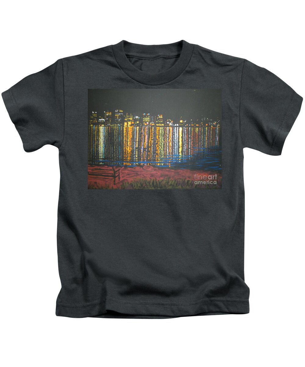 Pastels Kids T-Shirt featuring the pastel Halifax at Night by Rae Smith PAC