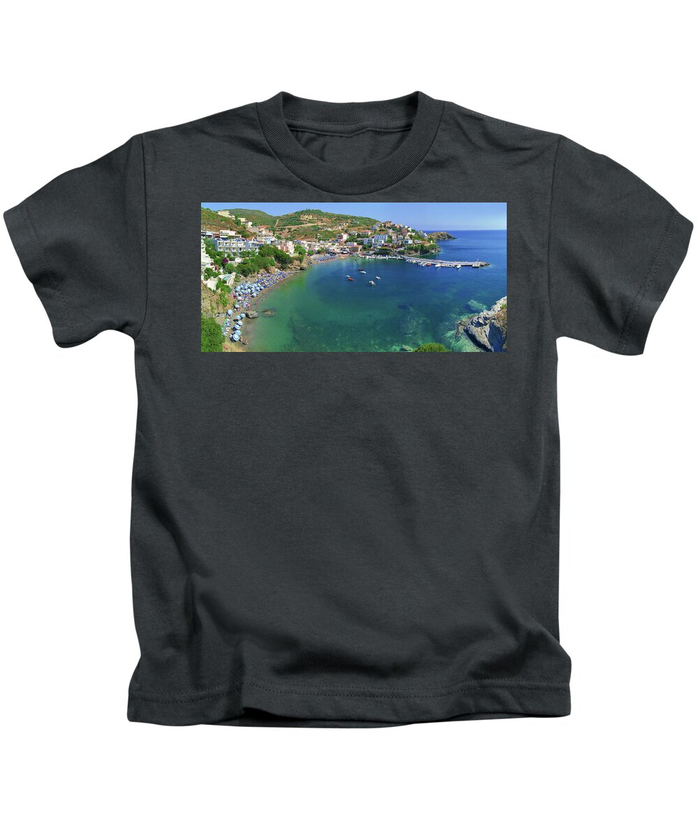 Greece Kids T-Shirt featuring the photograph Harbor of Bali by Sun Travels