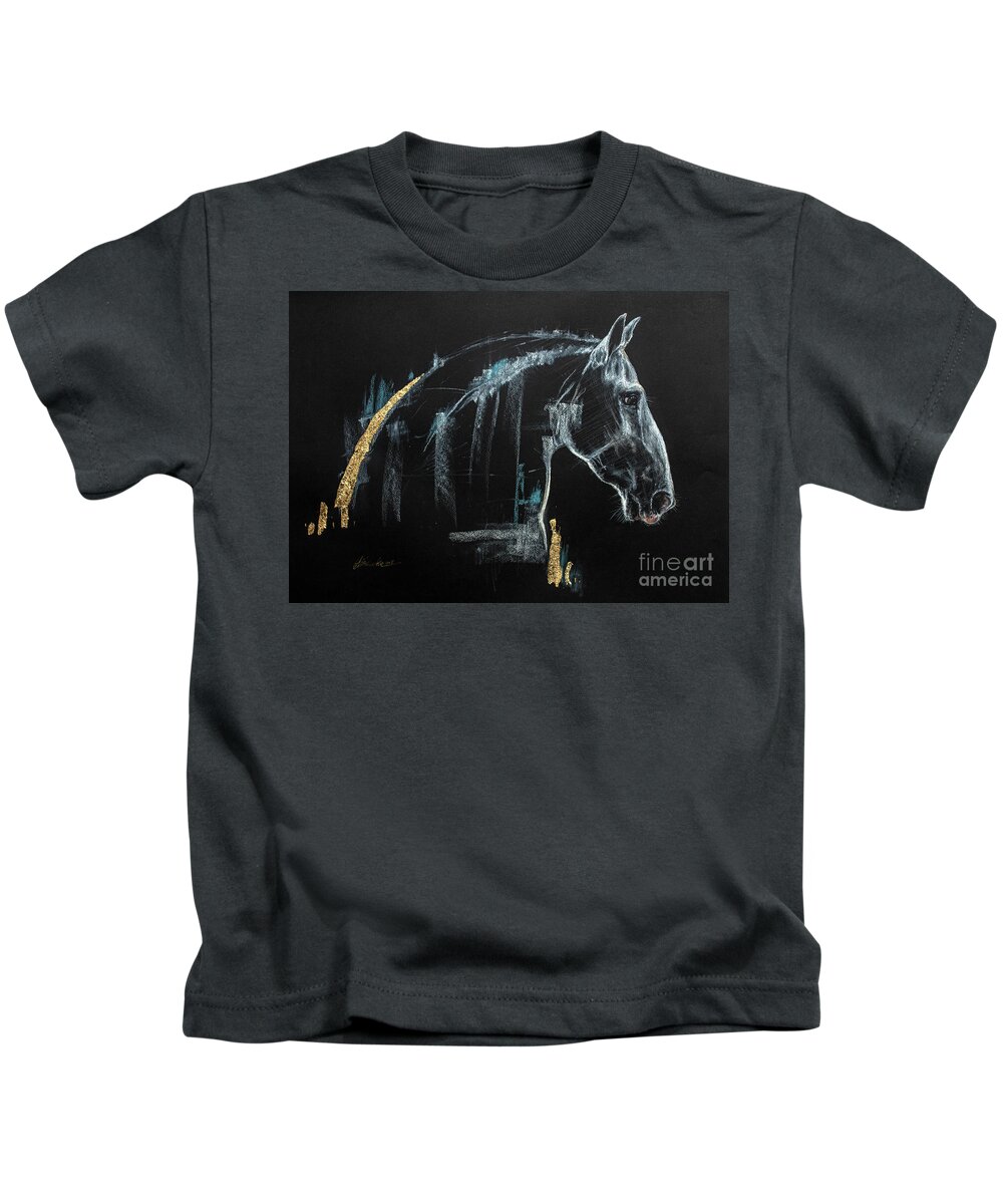 Horse Kids T-Shirt featuring the pastel Horse head 2019 04 02 by Ang El