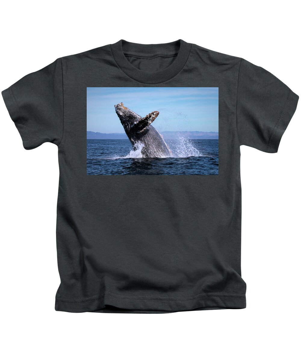 California Kids T-Shirt featuring the photograph Humpback Breaching - 01 by Cheryl Strahl