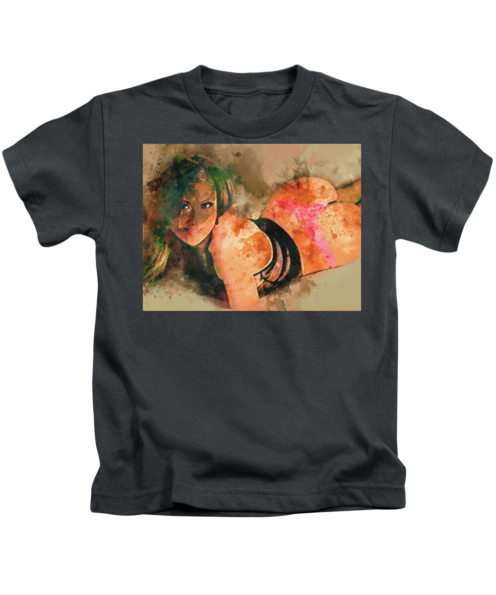  Kids T-Shirt featuring the digital art I C U by Mal-Z