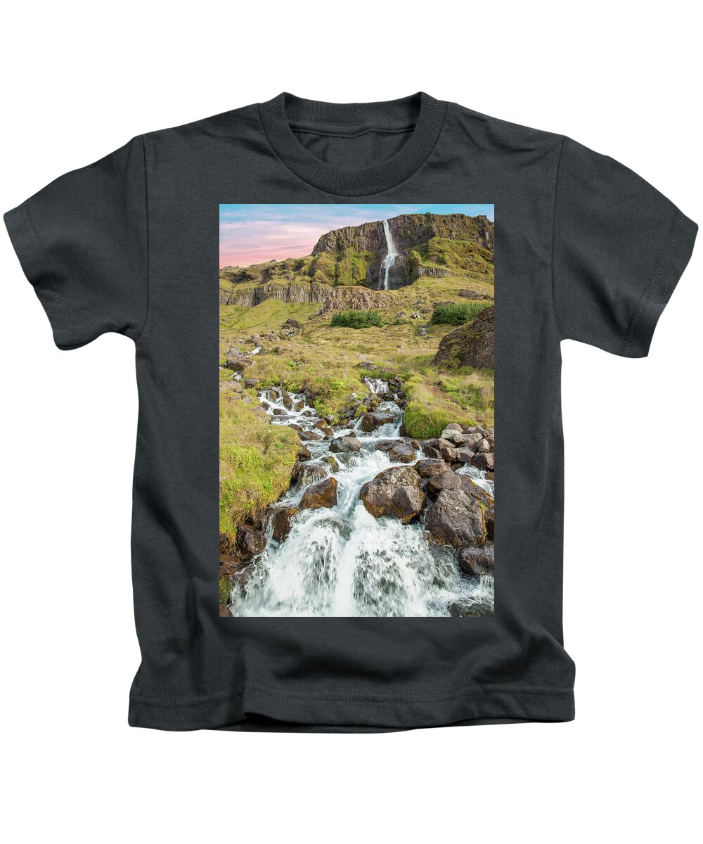 Iceland Kids T-Shirt featuring the photograph Iceland Waterfall by David Letts