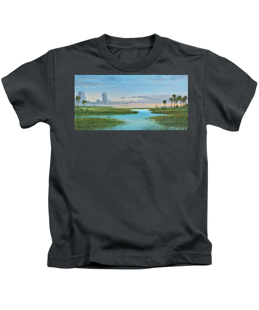 Intracoastal Kids T-Shirt featuring the painting Intracoastal Sunset by Mike Brown