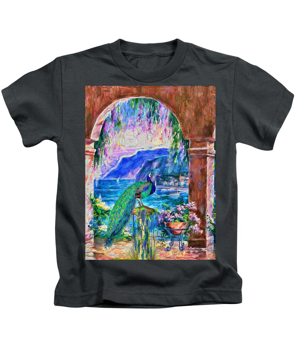 Paint Kids T-Shirt featuring the painting Italian coast 4 by Nenad Vasic