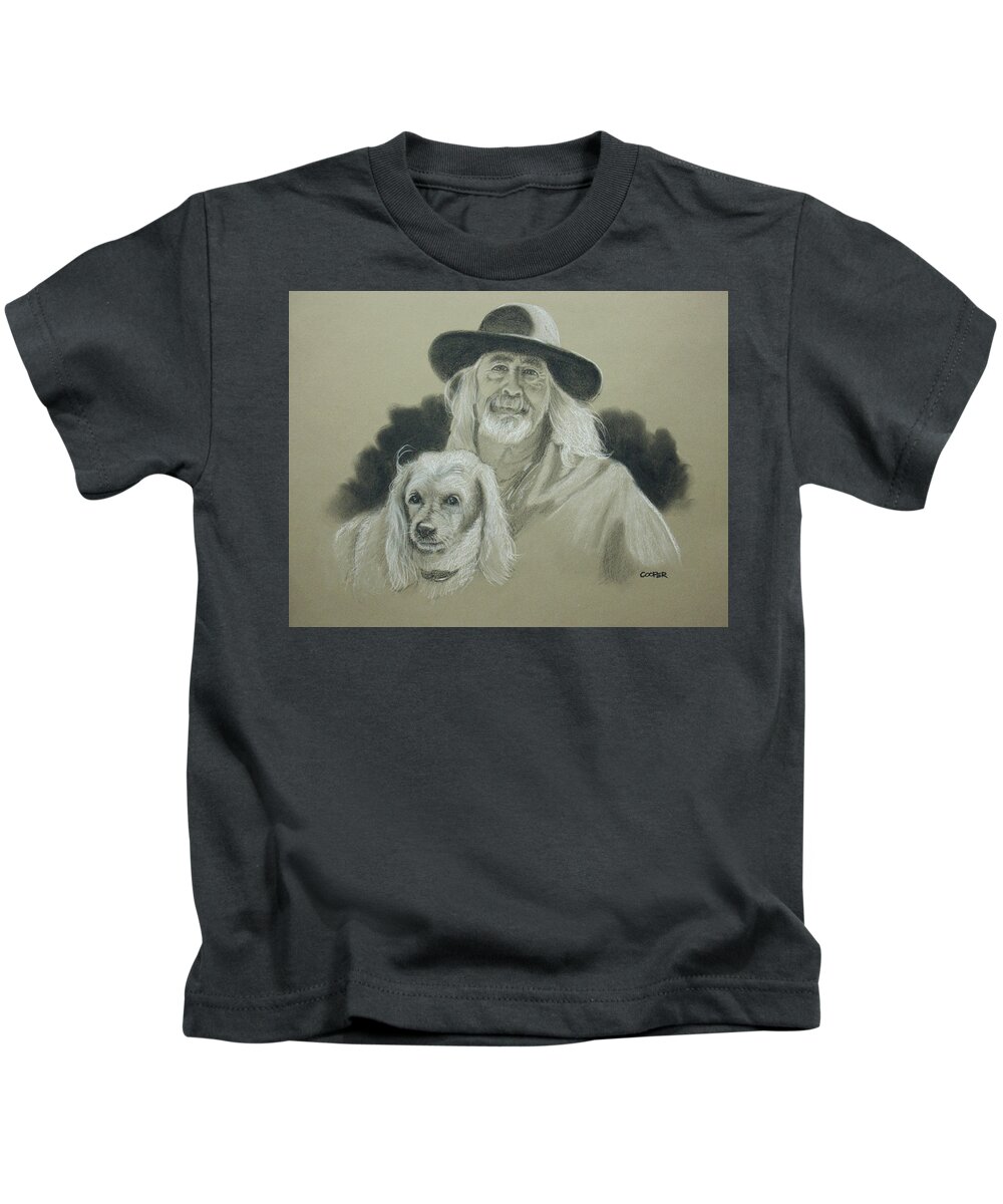 Portrait Kids T-Shirt featuring the drawing John and Molly by Todd Cooper