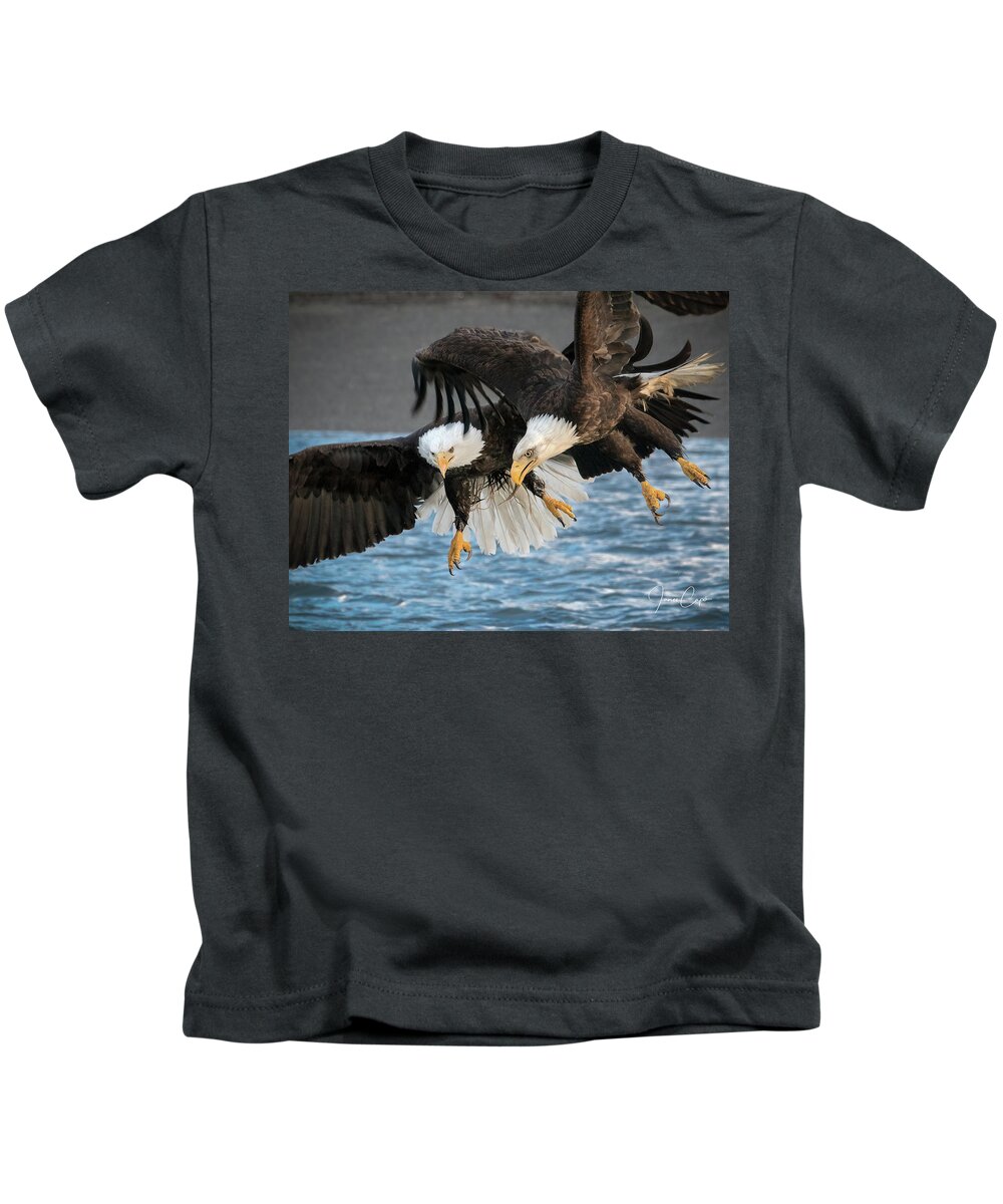 Bald Eagles Kids T-Shirt featuring the photograph Jousting Eagles by James Capo