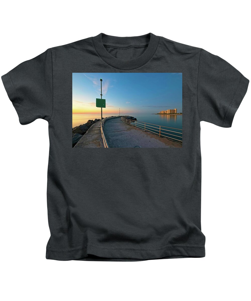Nature Kids T-Shirt featuring the photograph Jupiter Inlet Jetty Looking South by Steve DaPonte