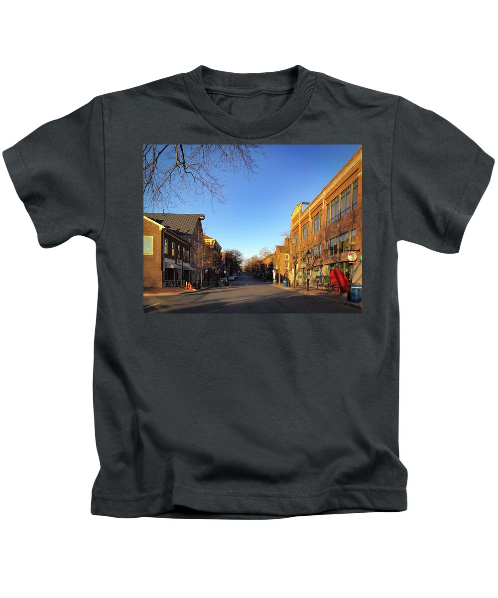 Streets Kids T-Shirt featuring the photograph King Street Sunrise by Lora J Wilson