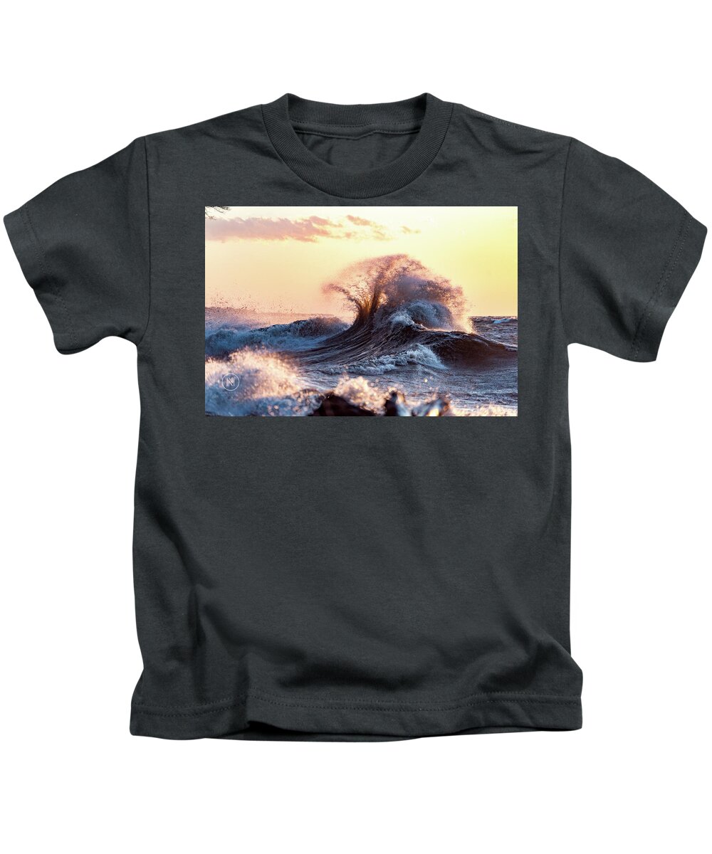 Waves Kids T-Shirt featuring the photograph Lake Erie Waves by Dave Niedbala