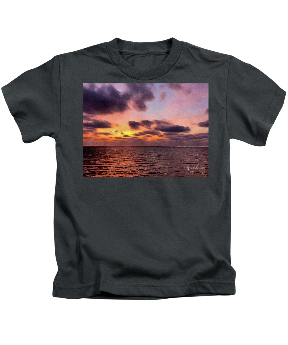 Brushstroke Kids T-Shirt featuring the photograph Lake Michigan Sunset by Jori Reijonen