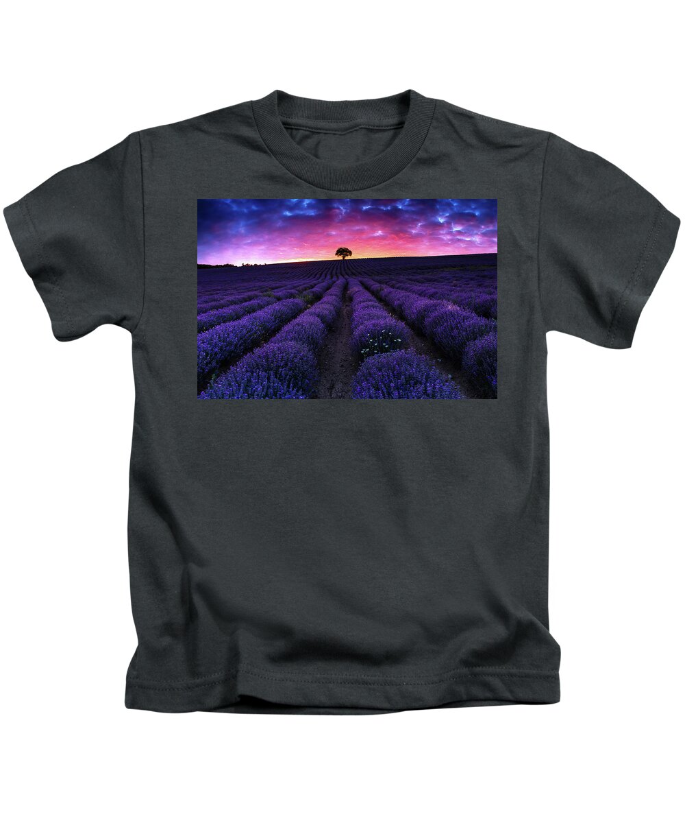 Afterglow Kids T-Shirt featuring the photograph Lavender Dreams by Evgeni Dinev