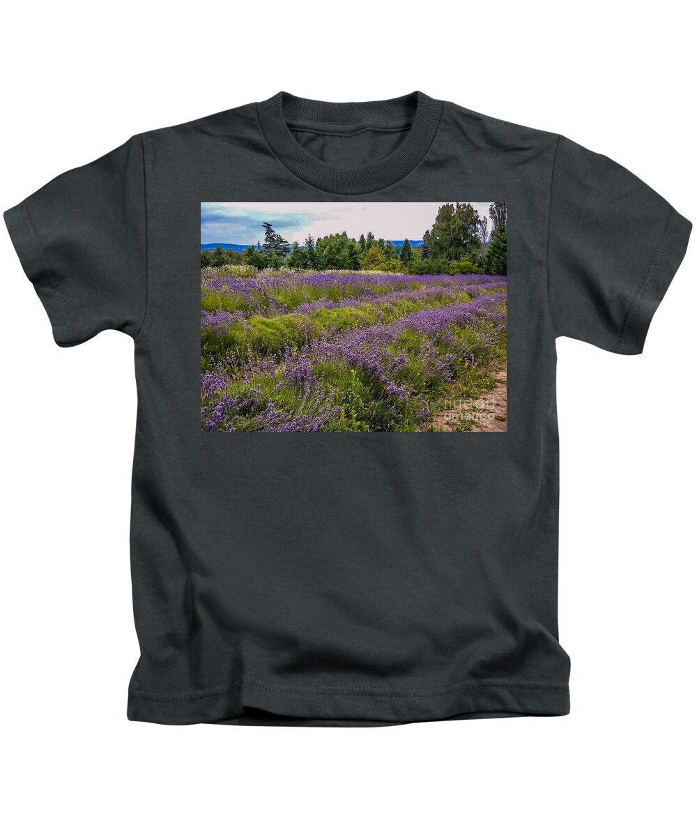 Lavender Kids T-Shirt featuring the photograph Lavender Fields by Melissa OGara