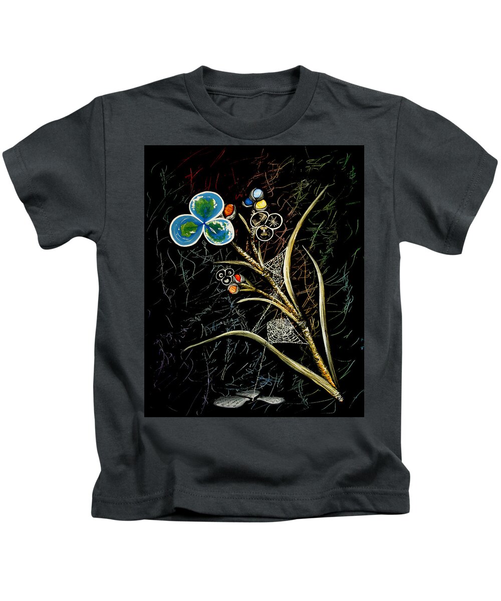Painting Kids T-Shirt featuring the painting Le'Ruedunfrei IX by M E