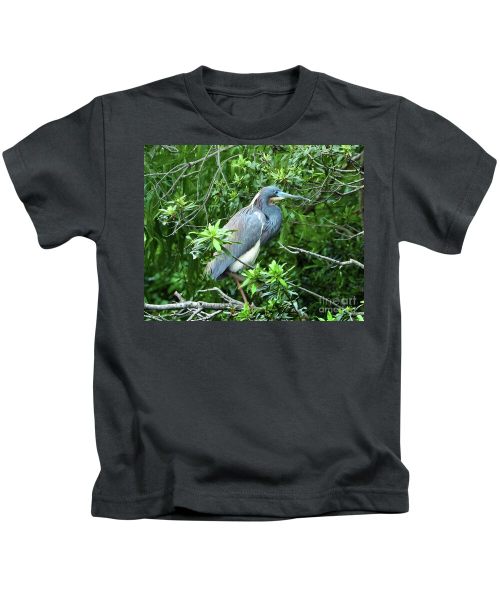 Little Blue Heron Kids T-Shirt featuring the photograph Little Blue Heron II by Scott Cameron